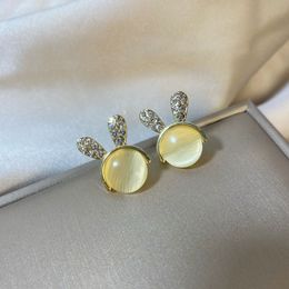 Style élégant oeil de chat belle lapin boucle d'oreille clous en émail pour les femmes cadeau de fête de mariage accessoire de bijoux de haute qualité