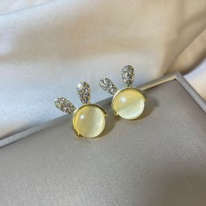 Estilo elegante ojo de gato precioso conejo Stud pendiente esmalte tachuelas para mujer regalo de fiesta de boda accesorio de joyería de alta calidad