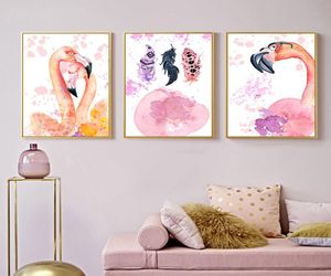 Style élégant Flamingo Plume Toile Affiche et Impression Mur Art Peinture Nordique Enfants Décoration Photos Bébé Chambre Decor4515862
