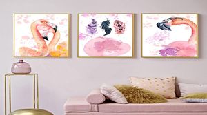 Elegante Stijl Flamingo Veer Canvas Poster en Print Wall Art Schilderen Nordic Kids Decoratie Foto Baby Slaapkamer Decor3693504