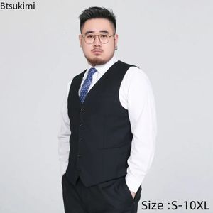 Style élégant hommes costume gilet mode simple boutonnage col en v affaires formel mâle Gentleman gilet grande taille S10XL 240228