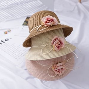 Élégant chapeau de soleil été fleur chapeau de paille femmes seau chapeau filles plage chapeau de soleil pour dame église chapeau os Chapeu