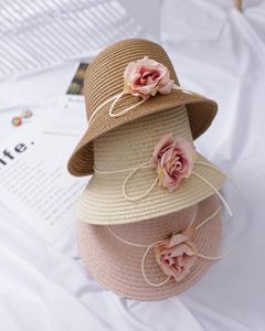 Élégant sunhat d'été fleur paille chapeau femme 039s chapeau seau filles plage de plage de plage pour lady chape chape chapeu4901800