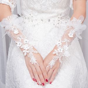 Gants longs sans doigts en dentelle florale, broderie douce et élégante, en maille transparente, mitaines de mariée pour femmes, gants de mariée pour fête de mariage