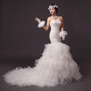 Robe de mariée sirène élégante chérie avec 2M train robe sexy à plusieurs niveaux en dentelle organza robes de mariée robes de mariée robe de mariee