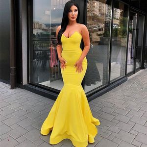 Elegante Sweetheart Yellow Dresses 2019 Mermaid Lange Avondjurken Off Schouder Afrikaanse Party Jurken voor meisjes
