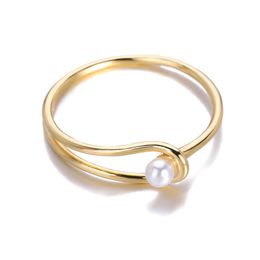 Élégant Temperament Perle Anneaux pour femmes simples anneau de mariage romantique mode Femme Jewelry Finger accessoires Cadeaux pour femme 2024