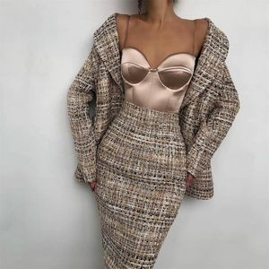 Élégant épais femmes Blazer costumes 2 pièces ensembles robe de demoiselle d'honneur Vintage dames vêtements de cérémonie vêtements de dessus pour femmes Chic costume décontracté