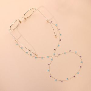 Elegante colgante de corazón transparente para gafas de sol, cadena con cuentas, cordón para mujer, soporte para gafas de Metal antipérdida, cordón para el cuello