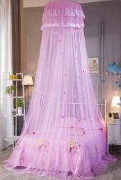 Elegante tule bed koepelbed netting luifel cirkelvormige roze ronde koepel beddengoed muggennet voor twin queen king5586456