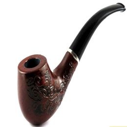 Élégant Vintage Durable bois rond chevalier hommes tabac fumer Pipe fumeur accessoires cadeau support pochette Y-606