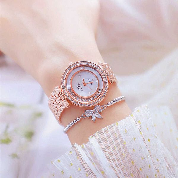 Relojes elegantes para mujer, vestido de marca famosa, relojes de oro rosa para mujer, reloj de pulsera femenino con diamantes, reloj femenino 210527