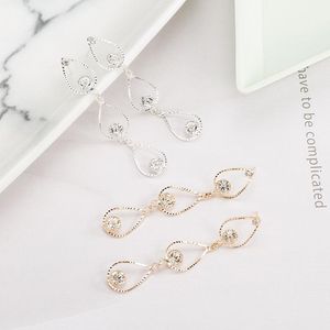 Elegantes pendientes colgantes largos de cristal con forma de gota de agua para mujer, pendientes circulares geométricos con diamantes de imitación, accesorios de joyería