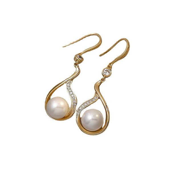 Boucles d'oreilles élégantes en perles de goutte d'eau pour femmes, bijoux simples de Style coréen, vente en gros