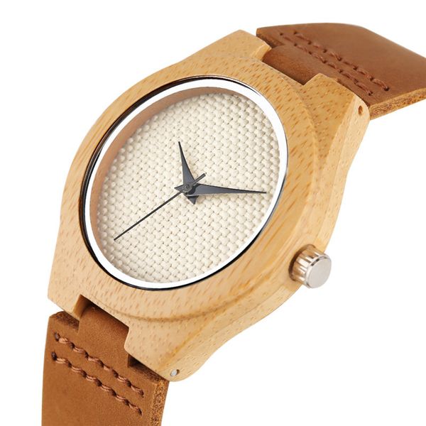 Reloj de cuarzo de madera con diseño de tejido trenzado elegante, tamaño estándar para mujer, chica, relojes de pulsera especiales de bambú para mujer