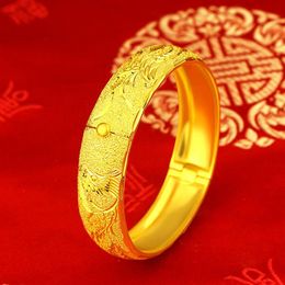 Elegante casamento acessórios de noiva 18k sólido amarelo ouro preenchido phoenix padrão feminino pulseira que pode ser aberta jóias gift2453