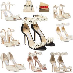 Chaussures de robe de mariée élégantes Sacora Lady Sandales Perles Cuir Marques de luxe Talons hauts Femmes Marche EU35-43 y4nc #
