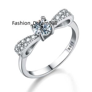 Bijoux de mariage élégants diamant Moissanite noeud noeud anneaux réel 925 argent 9K 14K plaqué or pour les femmes cadeau de luxe