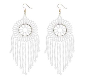 Boucles d'oreilles pendantes en perles blanches élégantes, faites à la main, Imitation de perles, bijoux de fête pour femmes, 8175917