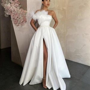 Robes de soirée blanches élégantes robes de fête à partage haut de côté sexy