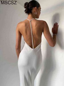 Elegante witte feestjurken voor vrouwen 2022 Backless Halter sexy maxi jurk zomer formele lange jurk T220816