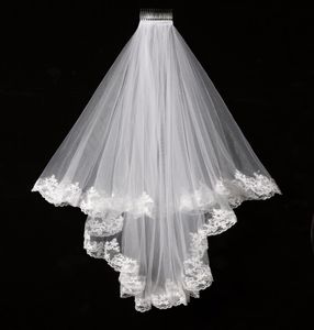 Voile de mariée en Tulle blanc ivoire élégant, deux couches, 15m de Long, bord en dentelle, pour mariage, nouveau SLV0022957187