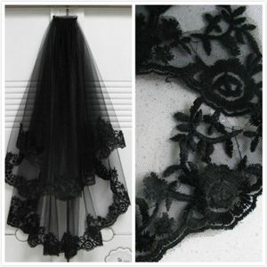 Élégant tout nouveau Style 2 T femmes mariée mariée noir tête de mariage cheveux dentelle fête voile avec Comb1446843