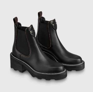 Elegante marca de invierno Beaubourg Botines de piel de becerro negro Bota Comabt Suela de goma Botín de dama Famosos botines Martin Fiesta Boda EU35-41