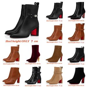 Élégant hiver marque femmes Eloise bottines RedBtooms noir en cuir véritable bout pointu Karistrap chaussons robe de soirée chaussures EU35-44