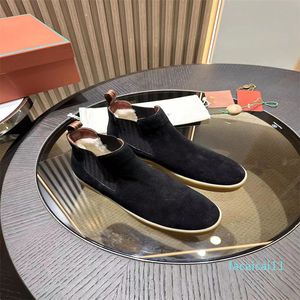 Élégant hiver ouvert marche fourrure à l'intérieur des bottes nues en daim chaussures hommes chaussures décontractées hommes chaussures plates classique bottine Designer