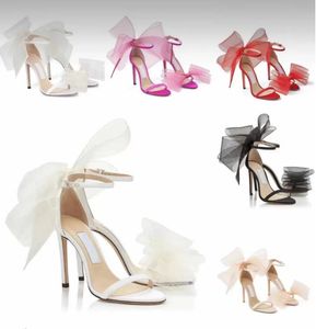 Elegante vrouwen gemiddeld sandalen lederen garen mesh bowknot delicate hoge hak schoenen prom bruiloft modejurkfeestje