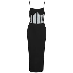 Elegante Vrouwen Bandage Lange Jurk Zomer Slefeless Party Club Bodycon Jurken Spaghetti Strap Sexy Kleding 210515