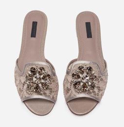 Elegante vrouwen Bianca Rainbow Lace Sandals slippers Flower Crystal Outdoor Beach Casual en comfortabel wandelen