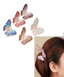 Femmes élégantes Girl Butterfly griffe cristal Barrettes en strass de cheveux Clip Climp Hairpin Jaw8812790