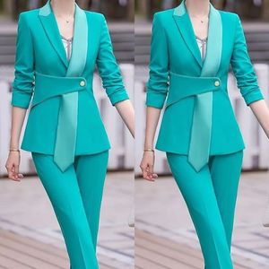 Elegant Women Pants Suits Tailored Lady Candy Color Slim Blazer Sets Prom Formal Guest Wear For Wedding 2 Pieces