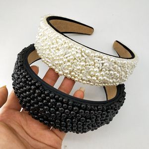 Cerceau de perles élégant pour femmes, accessoires de luxe de couleur Pure, bijoux de cheveux en largeur, bandeau de fête d'anniversaire de mariage