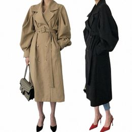 Femmes élégantes Trench Coat 2019 Nouveau Automne Double Breed Oversize Lg Manteau Lady Streetwear Coréen Outwear Piste Coupe-Vent k9ne #