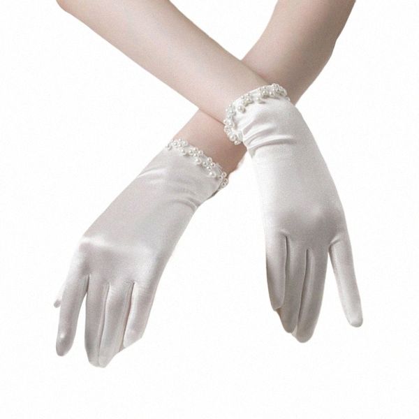 Femmes élégantes Mariage Bridal Gants courts Full Finger Pearls Costume Costume Costume Prom Party Gants 62GR #