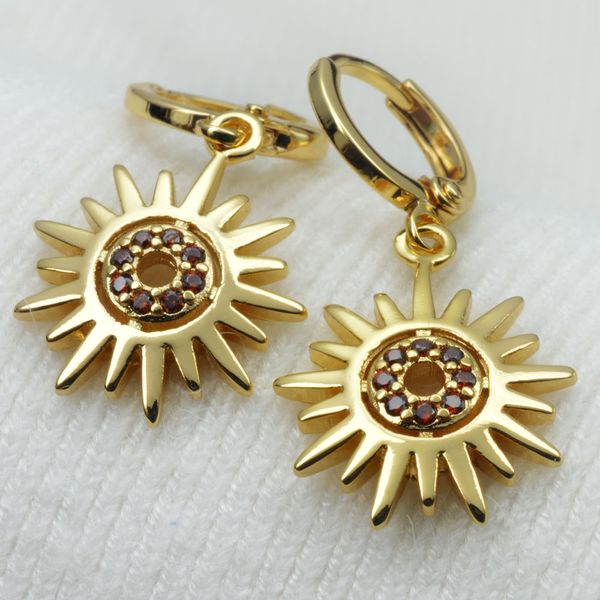 Boucles d'oreilles pendantes en pierre de tournesol pour femmes, élégantes, claires, violettes, rouges, E137