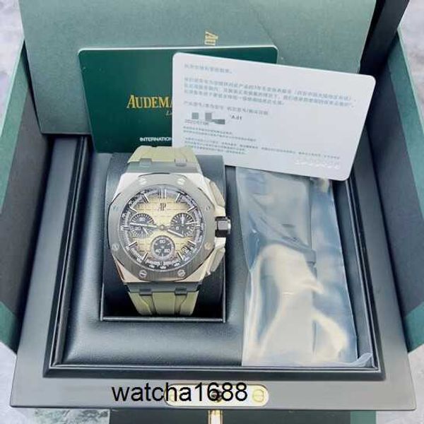 Elegante reloj de pulsera Relojes de pulsera AP Royal Oak Offshore 26420SO Anillo de cerámica amarillo desierto ahumado Material de acero de precisión Función de sincronización Reloj para hombre 43 mm Co