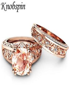 Elegante zirkoonring sieraden vergulde roségouden kleur champagne edelstenen verloving trouwring voor vrouwen maat 610 anel feminino1529856