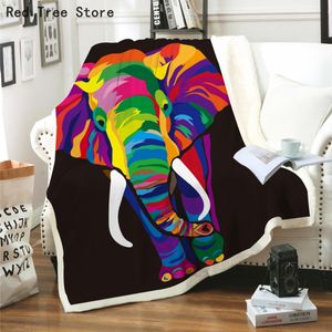 Elephant Cartoon Print Tieners Pluche Deken Sofa Throw Cover Kids Jongen Volwassen 3D Animal Flanel Carpet Modern Style Pattern 70 * 100cm