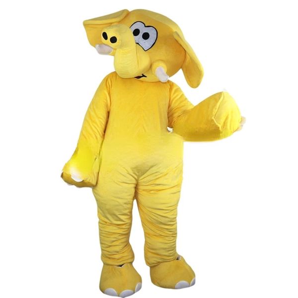 Elefante personalizado amarillo peluche rendimiento dibujos animados disfraz rendimiento tocado mascota caminar títere Animal traje fiesta tamaño Navidad