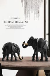 Figurine d'éléphant 2set résine pour bureau à domicile el décoration de table animal artisanat moderne Inde blanc statue d'éléphant décor T2004093156