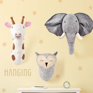 Elephant Girafe Animal Head Wall Mur Decoration Hang Mural peluched Toy Toy Girl Room Decoration 240522