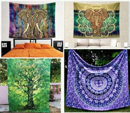 Éléphant Mandala tapisserie Hippie tenture murale tapisseries serviette de plage tapis de yoga couverture de pique-nique 210150cm extérieur Pads6424719