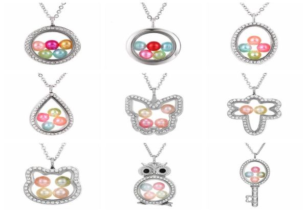 Éléphant Hibou Femme Collier Vivant Mémoire Perles Verre Flottant Médaillon Pendentif Collier Perle Cage Médaillon Charmes Cadeau LJJTA11872602964