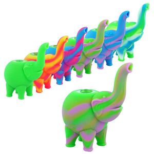 Narguilés éléphant forme style unique modèle mini barboteur silicone fumer des conduites d'eau avec des bols en verre