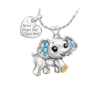 Olifant hanger schattig nieuw vergeet nooit ik hou van je gegraveerde hangende tag ketting