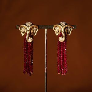 Elephant rétro Femmes d'oreilles Tassel Rencontres incrustées de boucles d'oreilles turquoise en cuivre en cuivre en diamant
